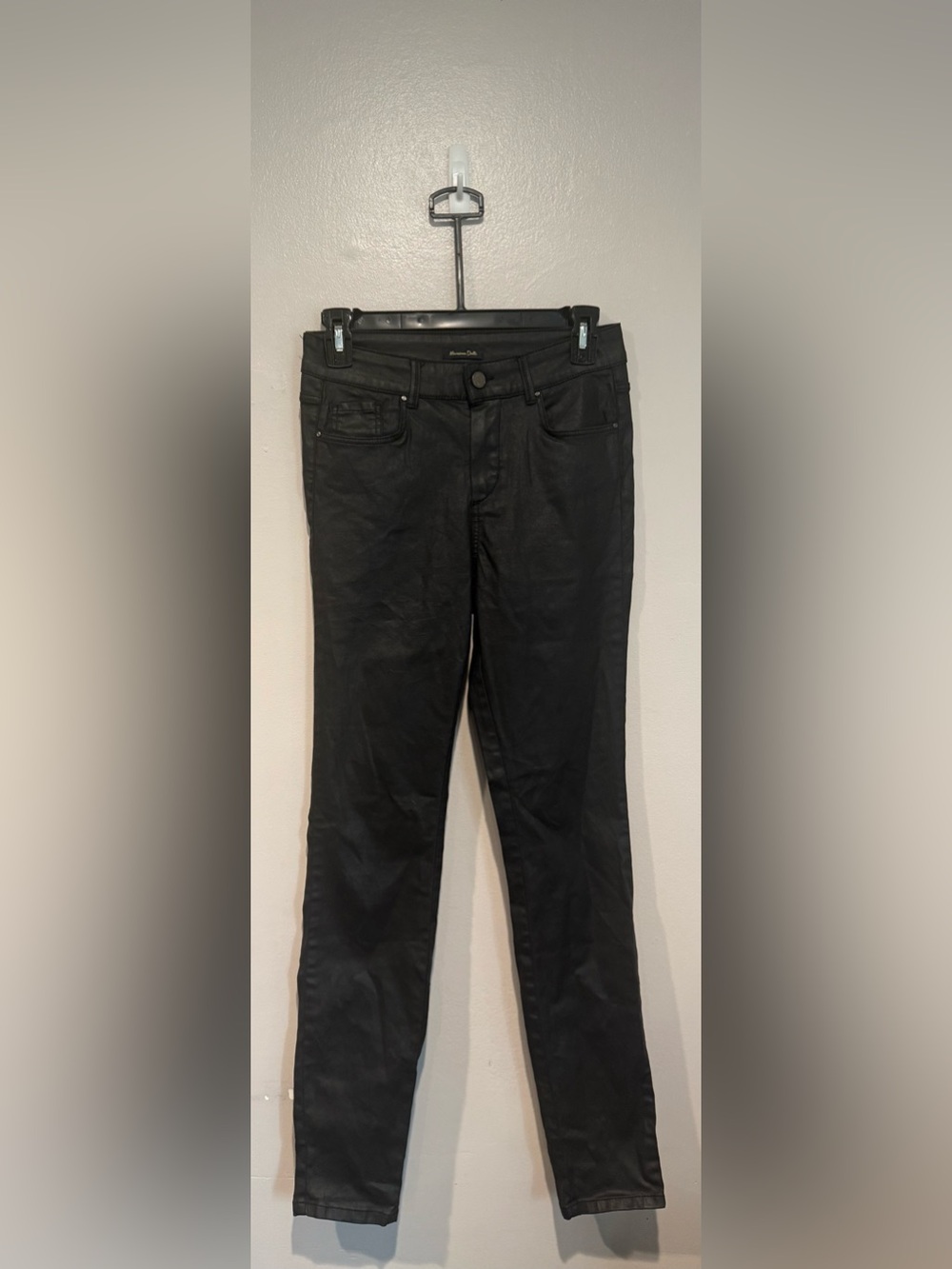 Massimo Dutti Waxed Woman’s Black Slim Straight Jeans